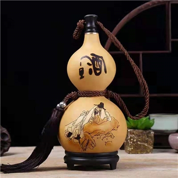 精品李白(济公等图案)酒葫芦 (防渗蜂蜡酒壶)可装酒水